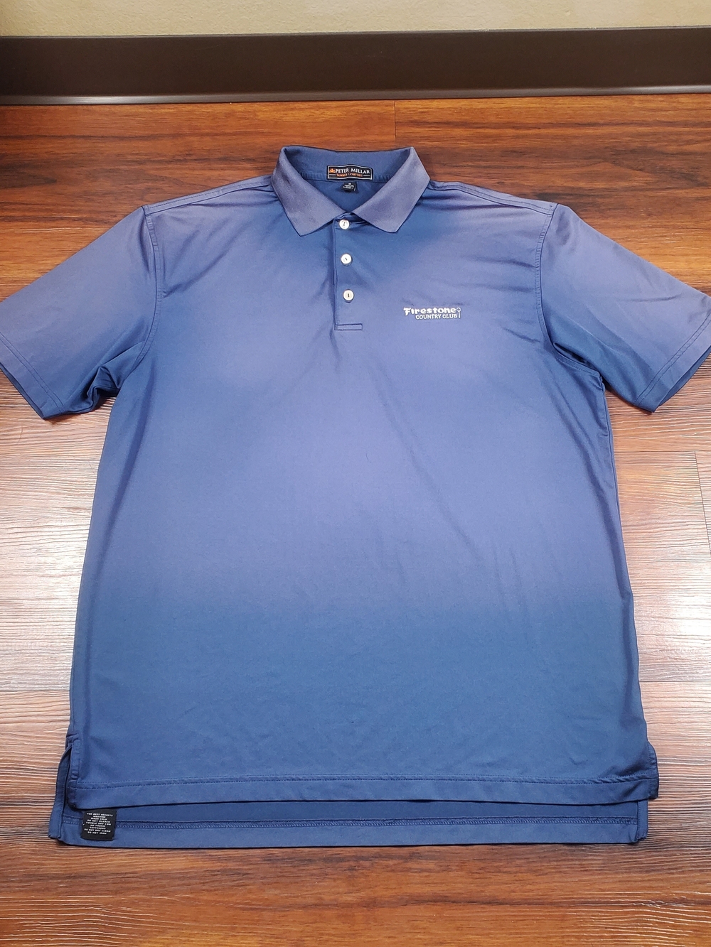 Peter Millar Summer Comfort Polo Shirt Mens M Blue Firestone Country Club Golf